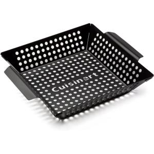 imageCuisinart 11quot x 11quot NonStick Grill Wok Perforated BBQ Grill Basket for Grilling Veggies Meat ampamp StirFry Outdoor Grilling Basket for Charcoal and Gas Grills