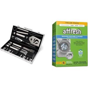 imageCuisinart 14Piece Deluxe Stainless Steel Grill Set Grilling Accessories Kit with Spatula Tongs Corn Holders Basting Brush Cleaning Brush ampamp Aluminum Carry Case BBQ Tools for Outdoor GrillDeluxe Grill Set  20Piece
