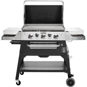 imageCuisinart 28 Outdoor Griddler and Broiler Combo 2in1 Carbon Steel FlatTop Grill and Broiler with Hood Adjustable Rack Wheels Side Tables Large Cooking Area for BBQs Outdoor Griddle Station28 Griddle  Broiler Combo