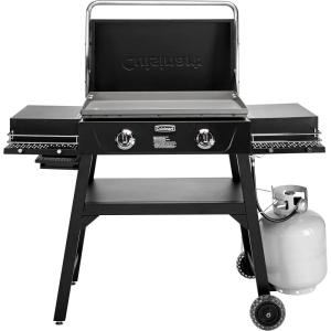 imageCuisinart 28 Outdoor Griddler and Broiler Combo 2in1 Carbon Steel FlatTop Grill and Broiler with Hood Adjustable Rack Wheels Side Tables Large Cooking Area for BBQs Outdoor Griddle Station28 Griddle with Hood