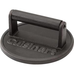 imageCuisinart 65quot Cast Iron Smashed Burger Press Round Flat Edge Grill Press for Crispy Smash Burgers Burger Tool for Grill and Griddle Accessories for BBQs and TailgatesCast Iron