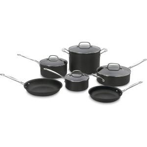 imageCuisinart 6610 Chefs Classic 10Piece Cookware Set NonstickHardAnodized10Piece