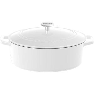 imageCuisinart Chefs Classic Enameled Cast Iron Oval Covered Casserole Cardinal Red 55QuartGlossy White