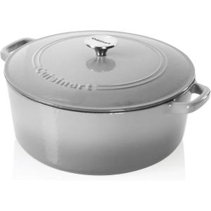 imageCuisinart Chefs Classic Enameled Cast Iron Round Covered Casserole Cardinal Red 7 QuartGrey Gradient