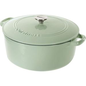 imageCuisinart Chefs Classic Enameled Cast Iron Round Covered Casserole Cardinal Red 7 QuartMint Green