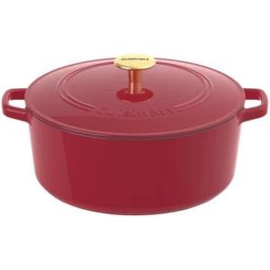 imageCuisinart Chefs Classic Enameled Cast Iron Round Covered Casserole Cardinal Red 7 QuartRed