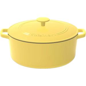 imageCuisinart Chefs Classic Enameled Cast Iron Round Covered Casserole Cardinal Red 7 QuartYellow