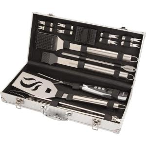 imageCuisinart Deluxe Grill Tool Set 20Piece BBQ Tools Grill Accessories with Aluminum Case ampamp Digital Temperature Fork Stainless Steel Spatula Tongs Grill Accessories ampamp Utensils Grilling Set for BBQ20Piece Set