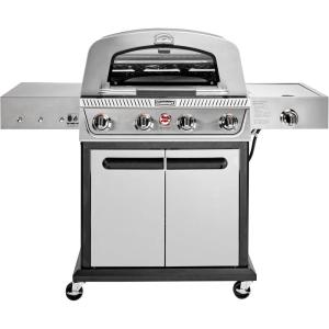 imageCuisinart Propel 4Burner 3in1 Gas Grill Stainless Steel Versatile Grill Griddle ampamp Pizza Oven with Pizza Stone Convertible to Natural Gas Side Burner ampamp Integrated Storage Perfect for BBQs