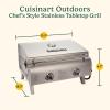 imageCuisinart Chefs Style Tabletop Portable Propane Gas Grill 20000 BTU Stainless Steel 2Burner Outdoor BBQ Grill for Camping Tailgates BBQ HassleFree SetupProfessional Gas Grill  TwoBurner  Stainless Steel