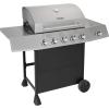 imageCuisinart 4Burner Gas Grill 44000 BTU Stainless Steel Full Size Propane Grill with Cast Iron Grates Outdoor Barbecue with Large Cooking Space and Side Tables for PrepFive Burner Gas Grill with Side Burner