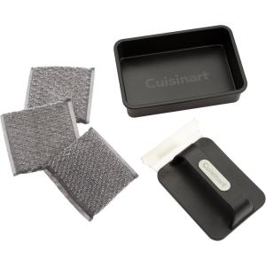 imageCuisinart 5Piece Grill ampamp Griddle Scrubber Set Bristle Free Stainless Steel 3 Steam Cleaning Sponges with Water Tray Perfect for Grill ampamp Griddle Cleaning Easy Stain Remover BBQ ampamp Camping ToolBlackGray