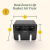 imageCuisinart Dual Basket Air Fryer Two Baskets Totals 11 QT 4 Function Air Fryer to Air Fry Roast Bake ampamp Keep Warm Features Sync Finish ampamp Settings Toss Reminder Automatic Warm Mode ampamp AutoPause11 Qt