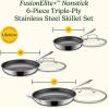 image:imageCuisinart FusionElite Nonstick TriPly Stainless Steel Skillet 10 Skillet Frying Pan with PURELYSEAR Ceramic Nonstick Technology Scratch Proof Cool Grip Handles Dishwasher Safe6 pc Skillet Set