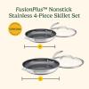 image:imageCuisinart FusionPlus Nonstick Stainless Steel Cookware Set 4Piece Skillet Cooking Set with PFASFree PURELYSEAR Ceramic Non Stick Technology Scratch Proof Cool Grip Handles Dishwasher Safe