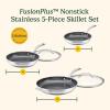 image:imageCuisinart FusionPlus Nonstick Stainless Steel Cookware Set 5Piece Skillet Cooking Set with PFASFree PURELYSEAR Ceramic Non Stick Technology Scratch Proof Cool Grip Handles Dishwasher Safe5Piece Set