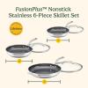 image:imageCuisinart FusionPlus Nonstick Stainless Steel Cookware Set 6Piece Skillet Cooking Set with PFASFree PURELYSEAR Ceramic Non Stick Technology Scratch Proof Cool Grip Handles Dishwasher Safe