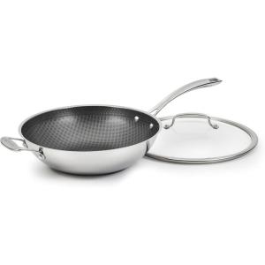 image:imageCuisinart FusionPlus Nonstick Stainless Steel Cookware 12Inch Wok Pan with Cover and Helper PFASFree PURELYSEAR Ceramic Technology Scratch Proof Cool Grip Handles Dishwasher Safe FPS2630HC