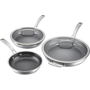 image:imageCuisinart FusionPlus Nonstick Stainless Steel Cookware Set 5Piece Skillet Cooking Set with PFASFree PURELYSEAR Ceramic Non Stick Technology Scratch Proof Cool Grip Handles Dishwasher Safe5Piece Set