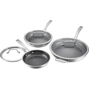 image:imageCuisinart FusionPlus Nonstick Stainless Steel Cookware Set 6Piece Skillet Cooking Set with PFASFree PURELYSEAR Ceramic Non Stick Technology Scratch Proof Cool Grip Handles Dishwasher Safe