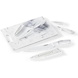 image:imageCUISINART C55CB7MB Advantage FauxMarble Cutting Board and Cutlery Set 7 PC WhiteBlack