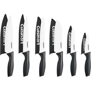 image:imageCuisinart C5512PCKSAM 12Piece Ceramic Coated Stainless Steel Knives Comes with 6Blades and 6Blade Guards Color Coded to Reduce Risk of Cross Contamination JewelBlackWhite