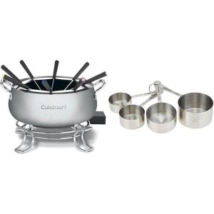 image:imageCuisinart Fondue Pot 3 Quart For Chocolate Cheese Broth Oil Stainless Steel CFO3SSP1 amp CTG00SMC Stainless Steel Measuring Cups Set of 4Silver
