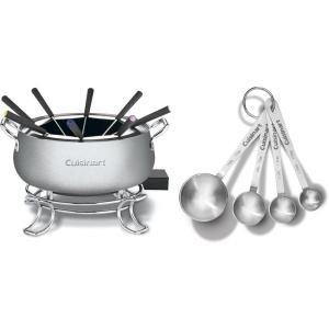 image:imageCuisinart Fondue Pot 3 Quart For Chocolate Cheese Broth Oil Stainless Steel CFO3SSP1 amp CTG00SMP Stainless Steel Measuring Spoons Set of 4Silver