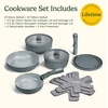 image:imageCuisinart 13Pc ClickSmart Nonstick Detachable Handle Ceramic Cookware Pots and Pans Set Stackable SpaceSaving Design Compatible with All Stovetops Induction amp Oven Safe PURELYCERAMICEarl Grey